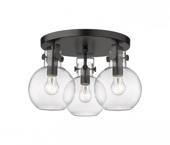 Newton Sphere - 3 Light - 18 inch - Matte Black - Semi-Flush Mount (3442|411-3F-BK-G410-7CL)