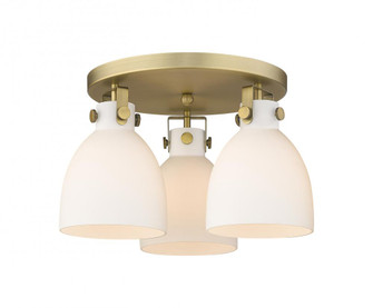 Newton Bell - 3 Light - 18 inch - Brushed Brass - Semi-Flush Mount (3442|411-3F-BB-G412-7WH)
