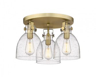 Newton Bell - 3 Light - 18 inch - Brushed Brass - Semi-Flush Mount (3442|411-3F-BB-G412-7SDY)
