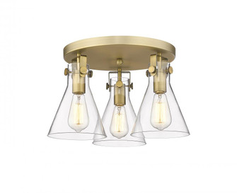 Newton Cone - 3 Light - 18 inch - Brushed Brass - Semi-Flush Mount (3442|411-3F-BB-G411-7CL)