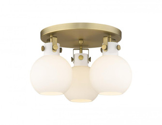 Newton Sphere - 3 Light - 18 inch - Brushed Brass - Semi-Flush Mount (3442|411-3F-BB-G410-7WH)