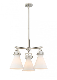 Newton Cone - 3 Light - 21 inch - Satin Nickel - Pendant (3442|411-3CR-SN-G411-7WH)