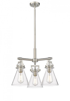 Newton Cone - 3 Light - 21 inch - Satin Nickel - Pendant (3442|411-3CR-SN-G411-7CL)