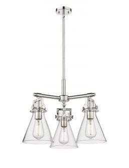 Newton Cone - 3 Light - 21 inch - Polished Nickel - Pendant (3442|411-3CR-PN-G411-7CL)