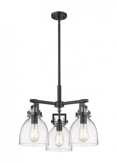 Newton Bell - 3 Light - 21 inch - Matte Black - Pendant (3442|411-3CR-BK-G412-7CL)