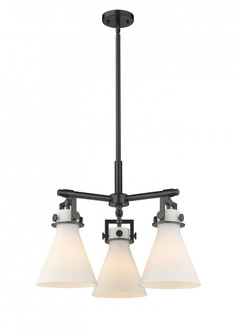 Newton Cone - 3 Light - 21 inch - Matte Black - Pendant (3442|411-3CR-BK-G411-7WH)