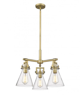 Newton Cone - 3 Light - 21 inch - Brushed Brass - Pendant (3442|411-3CR-BB-G411-7CL)