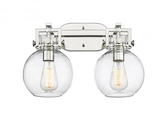 Newton Sphere - 2 Light - 17 inch - Polished Nickel - Bath Vanity Light (3442|411-2W-PN-G410-7CL)