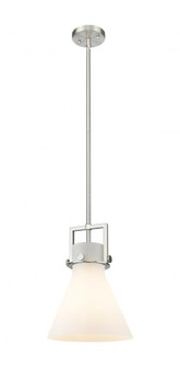 Newton Cone - 1 Light - 10 inch - Brushed Satin Nickel - Stem Hung - Mini Pendant (3442|411-1SM-SN-G411-10WH)