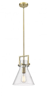 Newton Cone - 1 Light - 10 inch - Brushed Brass - Stem Hung - Mini Pendant (3442|411-1SM-BB-G411-10SDY)