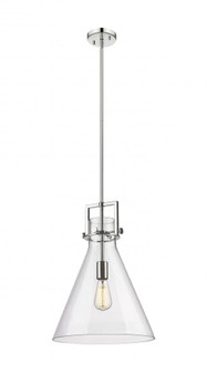 Newton Cone - 1 Light - 14 inch - Polished Nickel - Stem hung - Pendant (3442|411-1SL-PN-G411-14CL)