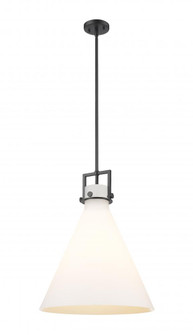 Newton Cone - 1 Light - 18 inch - Matte Black - Cord hung - Pendant (3442|411-1SL-BK-G411-18WH)