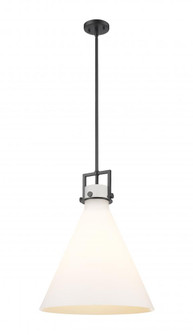 Newton Cone - 1 Light - 18 inch - Matte Black - Stem hung - Pendant (3442|411-1SL-BK-G411-18WH)
