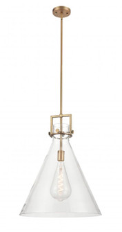 Newton Cone - 1 Light - 18 inch - Brushed Brass - Pendant (3442|411-1SL-BB-G411-18CL)