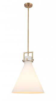 Newton Cone - 1 Light - 16 inch - Brushed Brass - Cord hung - Pendant (3442|411-1SL-BB-G411-16WH)