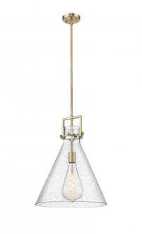 Newton Cone - 1 Light - 16 inch - Brushed Brass - Stem hung - Pendant (3442|411-1SL-BB-G411-16SDY)