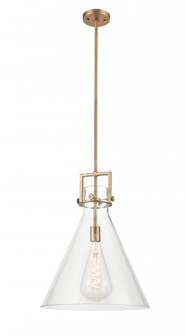 Newton Cone - 1 Light - 16 inch - Brushed Brass - Pendant (3442|411-1SL-BB-G411-16CL)
