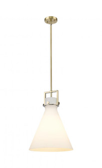 Newton Cone - 1 Light - 14 inch - Brushed Brass - Stem hung - Pendant (3442|411-1SL-BB-G411-14WH)