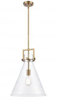 Newton Cone - 1 Light - 14 inch - Brushed Brass - Multi Pendant (3442|411-1SL-BB-G411-14CL)