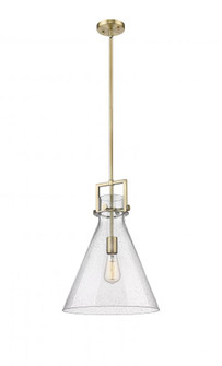 Newton Cone - 1 Light - 14 inch - Brushed Brass - Cord hung - Pendant (3442|411-1SL-BB-G411-14SDY)