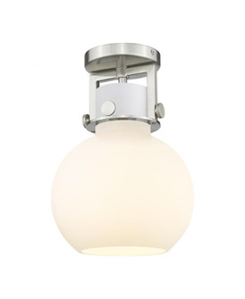 Newton Sphere - 1 Light - 8 inch - Satin Nickel - Semi-Flush Mount (3442|411-1F-SN-G410-8WH)