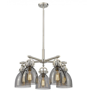 Newton Bell - 5 Light - 26 inch - Satin Nickel - Chandelier (3442|410-5CR-SN-G412-7SM)