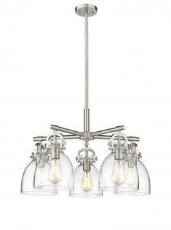 Newton Bell - 5 Light - 26 inch - Satin Nickel - Chandelier (3442|410-5CR-SN-G412-7CL)