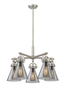 Newton Cone - 5 Light - 26 inch - Satin Nickel - Chandelier (3442|410-5CR-SN-G411-7SM)