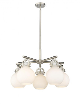 Newton Sphere - 5 Light - 26 inch - Satin Nickel - Chandelier (3442|410-5CR-SN-G410-7WH)