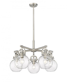 Newton Sphere - 5 Light - 26 inch - Satin Nickel - Chandelier (3442|410-5CR-SN-G410-7CL)