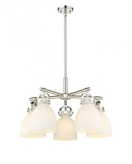 Newton Bell - 5 Light - 26 inch - Polished Nickel - Chandelier (3442|410-5CR-PN-G412-7WH)