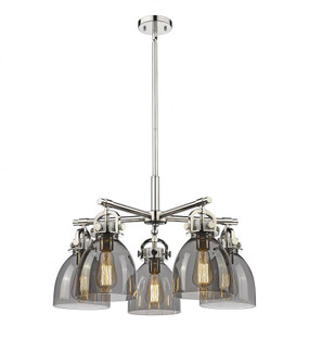 Newton Bell - 5 Light - 26 inch - Polished Nickel - Chandelier (3442|410-5CR-PN-G412-7SM)