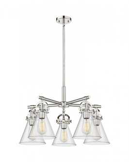 Newton Cone - 5 Light - 26 inch - Polished Nickel - Chandelier (3442|410-5CR-PN-G411-7CL)