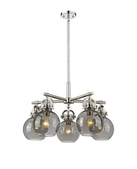 Newton Sphere - 5 Light - 26 inch - Polished Nickel - Chandelier (3442|410-5CR-PN-G410-7SM)