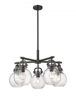Newton Sphere - 5 Light - 26 inch - Matte Black - Chandelier (3442|410-5CR-BK-G410-7CL)