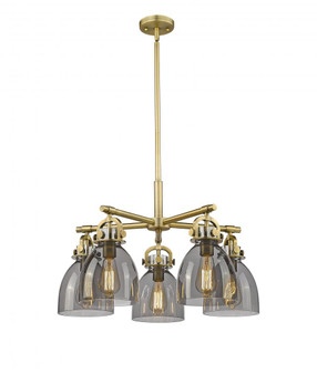 Newton Bell - 5 Light - 26 inch - Brushed Brass - Chandelier (3442|410-5CR-BB-G412-7SM)