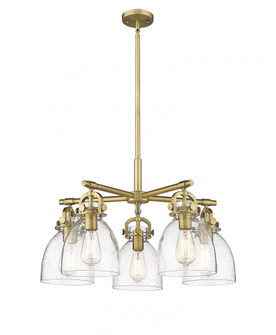 Newton Bell - 5 Light - 26 inch - Brushed Brass - Chandelier (3442|410-5CR-BB-G412-7SDY)