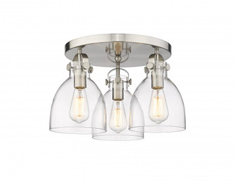 Newton Bell - 3 Light - 18 inch - Satin Nickel - Semi-Flush Mount (3442|410-3F-SN-G412-7CL)