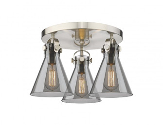 Newton Cone - 3 Light - 18 inch - Satin Nickel - Semi-Flush Mount (3442|410-3F-SN-G411-7SM)