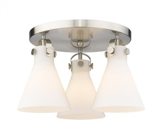 Newton Cone - 3 Light - 18 inch - Satin Nickel - Semi-Flush Mount (3442|410-3F-SN-G411-7WH)
