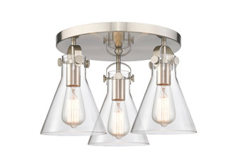 Newton Cone - 3 Light - 18 inch - Satin Nickel - Semi-Flush Mount (3442|410-3F-SN-G411-7CL)