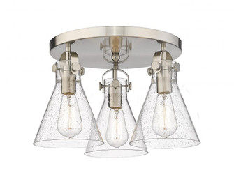 Newton Cone - 3 Light - 18 inch - Satin Nickel - Semi-Flush Mount (3442|410-3F-SN-G411-7SDY)