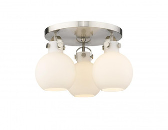 Newton Sphere - 3 Light - 18 inch - Satin Nickel - Semi-Flush Mount (3442|410-3F-SN-G410-7WH)