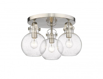 Newton Sphere - 3 Light - 18 inch - Satin Nickel - Semi-Flush Mount (3442|410-3F-SN-G410-7SDY)