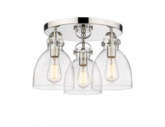 Newton Bell - 3 Light - 18 inch - Polished Nickel - Semi-Flush Mount (3442|410-3F-PN-G412-7CL)