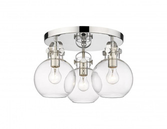Newton Sphere - 3 Light - 18 inch - Polished Nickel - Semi-Flush Mount (3442|410-3F-PN-G410-7CL)