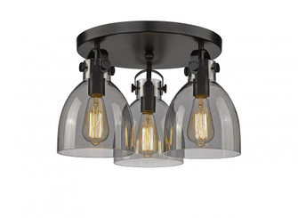 Newton Bell - 3 Light - 18 inch - Matte Black - Semi-Flush Mount (3442|410-3F-BK-G412-7SM)