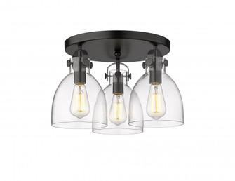 Newton Bell - 3 Light - 18 inch - Matte Black - Semi-Flush Mount (3442|410-3F-BK-G412-7CL)