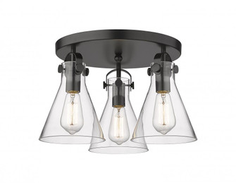 Newton Cone - 3 Light - 18 inch - Matte Black - Semi-Flush Mount (3442|410-3F-BK-G411-7CL)