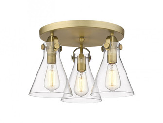 Newton Cone - 3 Light - 18 inch - Brushed Brass - Semi-Flush Mount (3442|410-3F-BB-G411-7CL)